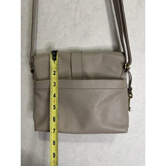 FOSSIL Kinley Small Fold Over Leather Crossbody Bag Adjustable Strap Gray - Picture 6 of 16